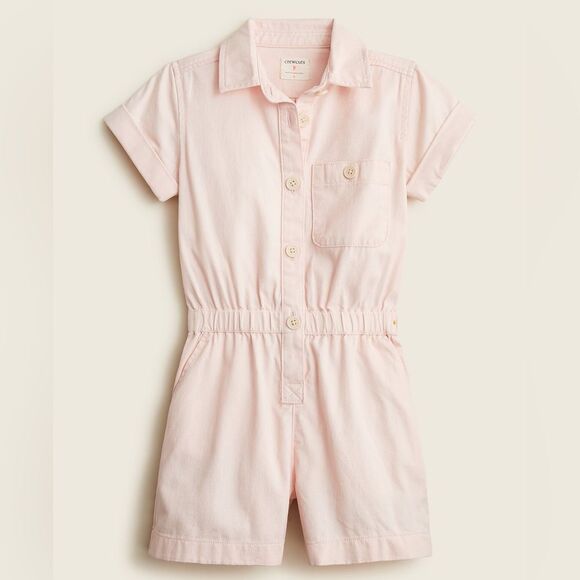 J. Crew Crewcuts Girls Blush Pink Utility Romper Cotton Size 14 - Picture 1 of 9